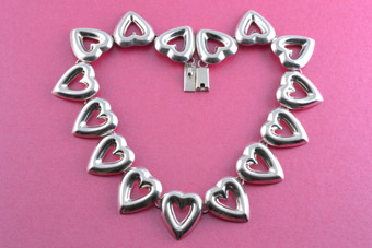 Silver Taxco Necklace With Heart-Shaped Motifs