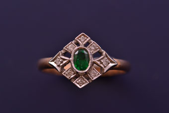 Vintage Gold Ring With Emerald And Diamonds