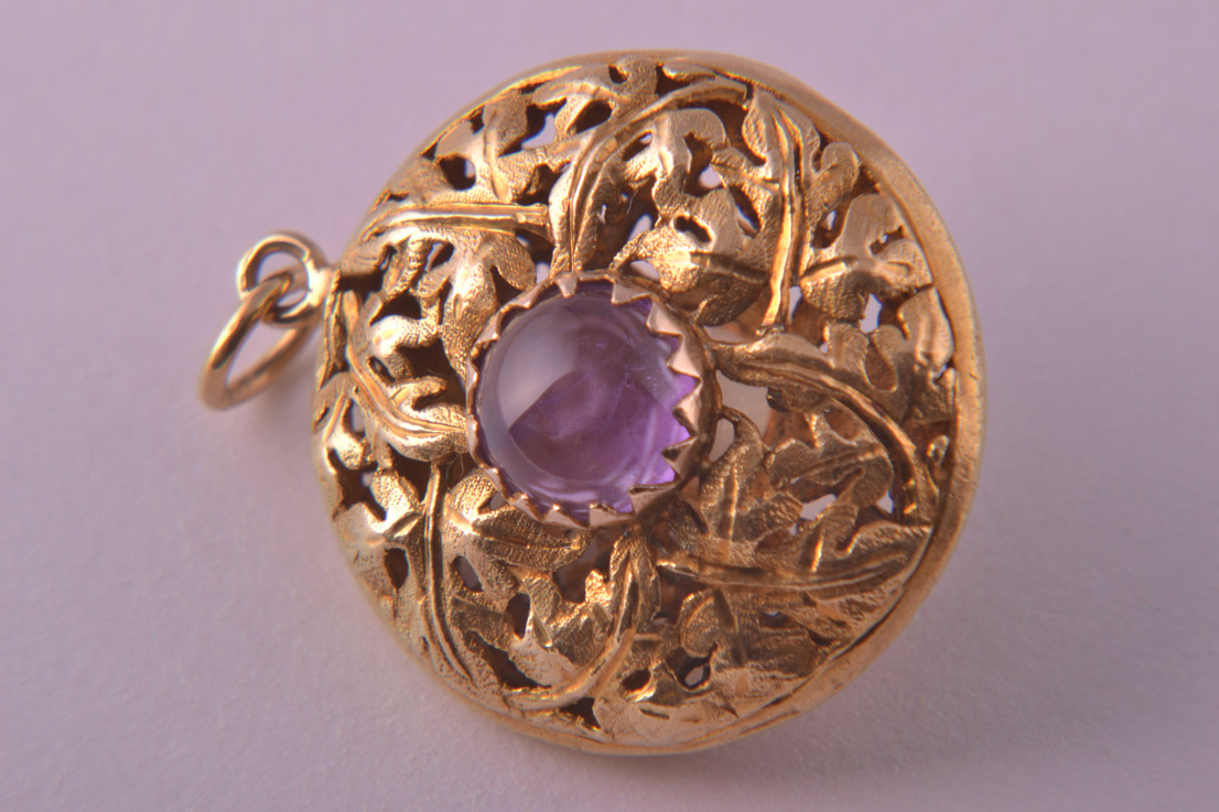 Gold 1960's Charm With Citrine And Amethyst