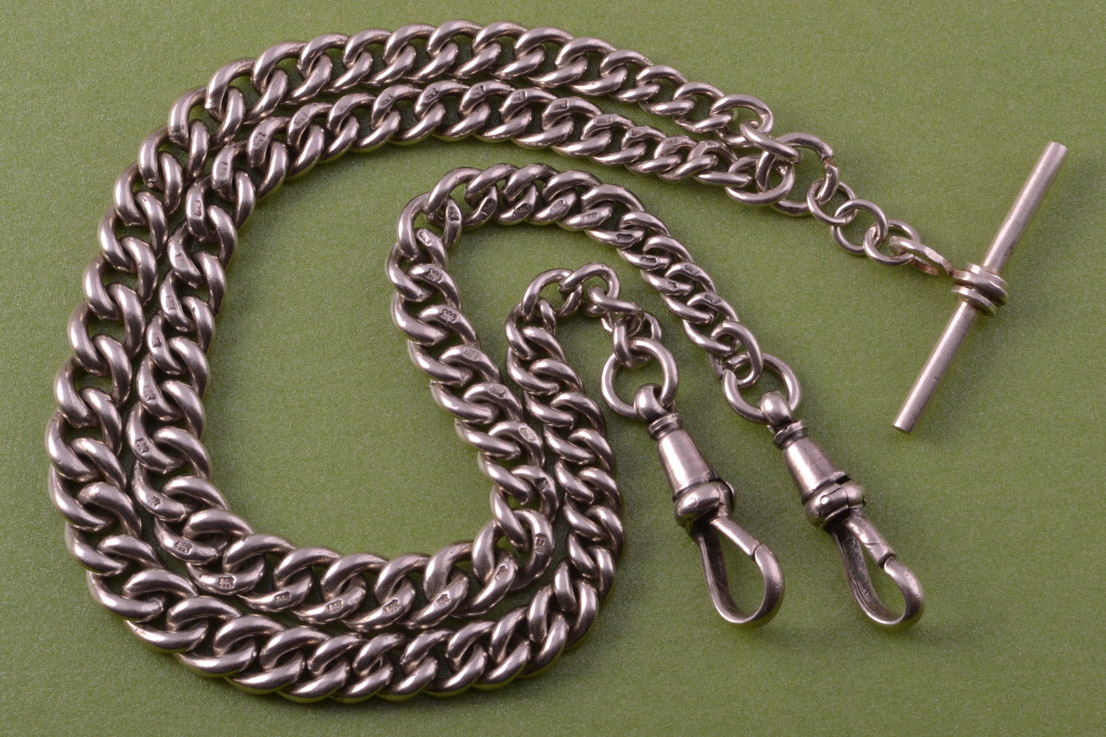 Silver 1900's Double Watch Chain