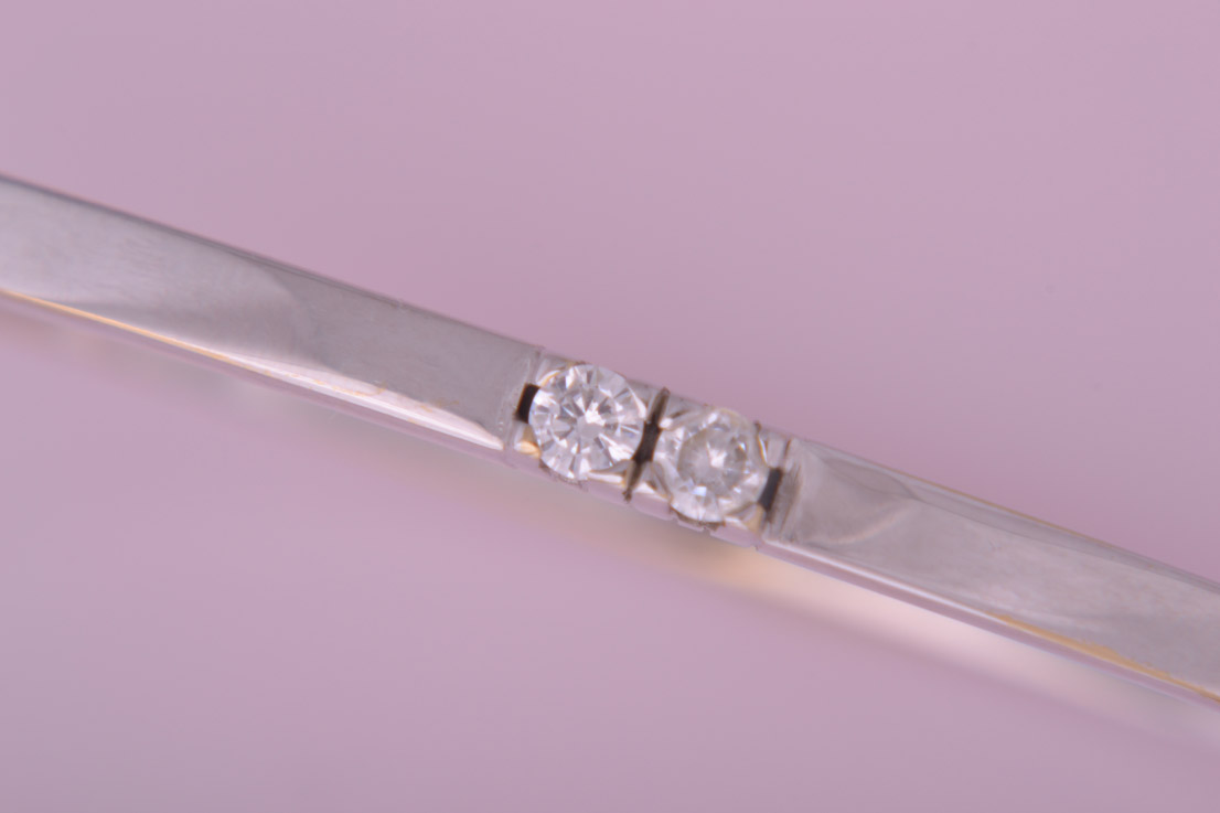 9ct White Gold Bangle With Cubic Zirconia