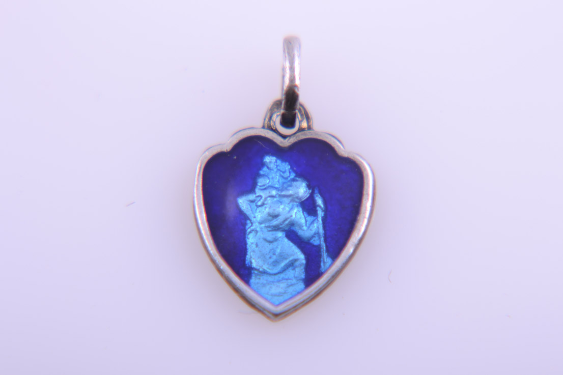Silver And Enamel Charm With Saint Christopher