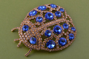 Gilt Vintage Bug Brooch With Paste