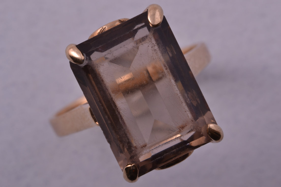9ct Gold 1950's Retro Ring With Smoky Quartz