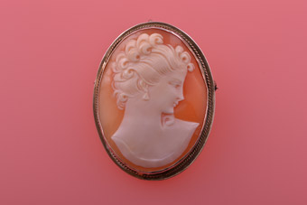 Silver Gilt And Shell Vintage Cameo Brooch