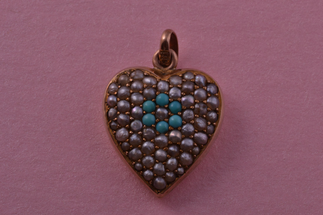 Victorian Pendant With Turquoise And Pearls
