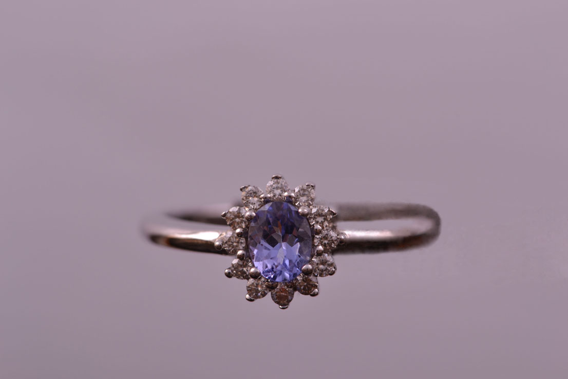 9ct Gold Ring With Tanzanite And Diamonds