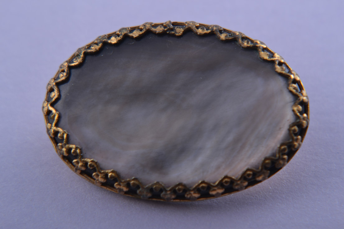 Gilt Brooch With Mother-Of-Pearl