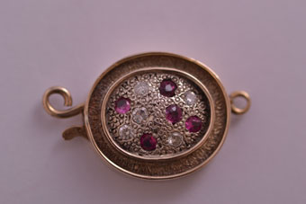9ct Gold Vintage Clasp With Rubies And Diamonds