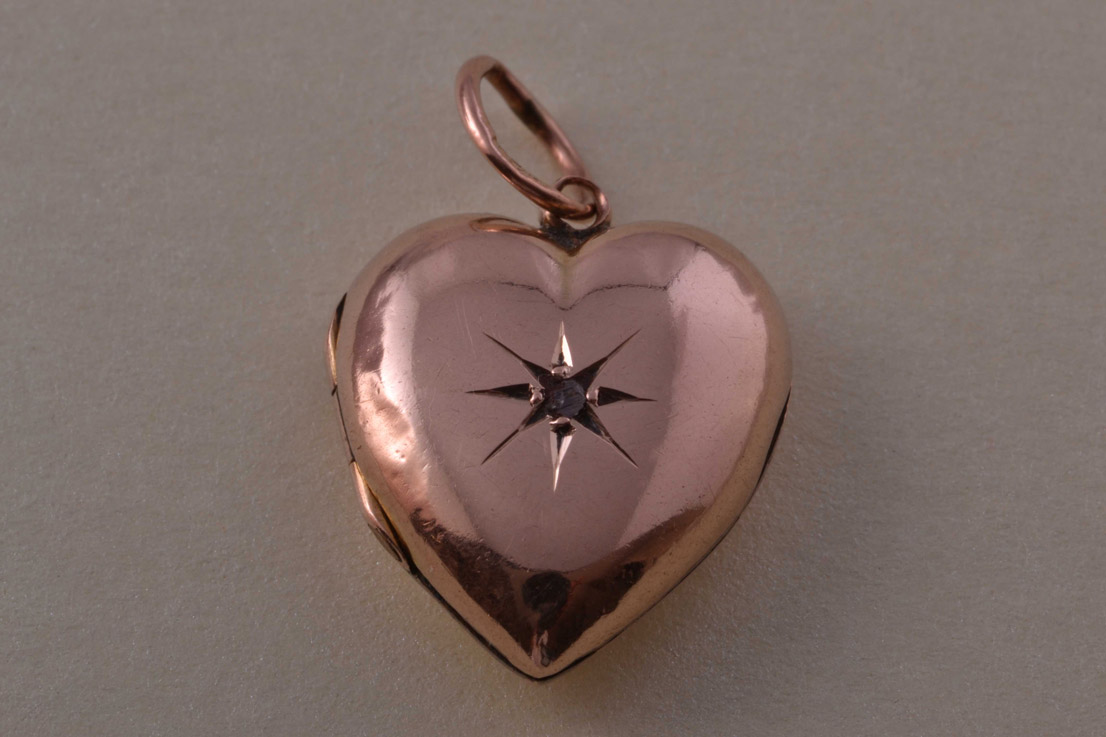 9ct Rose Gold Victorian Locket With A Diamond