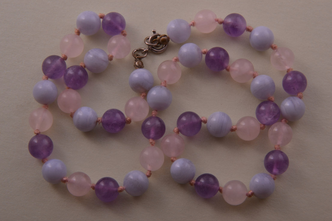 Necklace With Rose Quartz, Amethyst And Agate