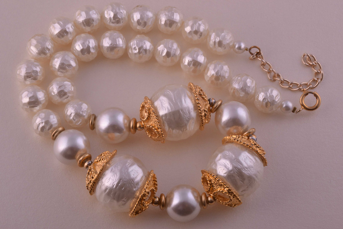 Necklace With Gilt And Faux Pearls