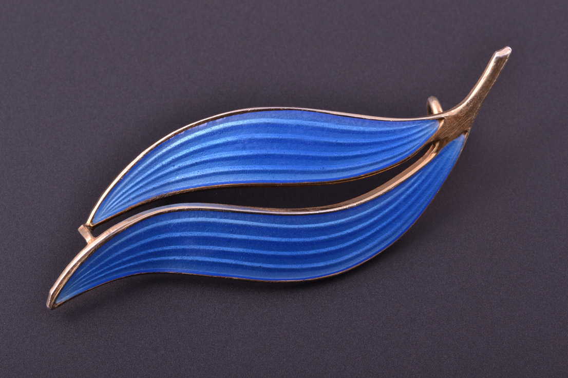 Silver Gilt And Enamel Retro Brooch From Norway