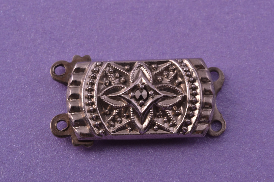 Silver Double-Strand Clasp With Marcasite