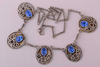 Silver Vintage Necklace With Glass Stones