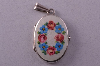 Silver And Enamel Vintage Opening Locket