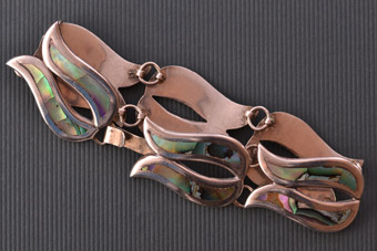 Silver And Abalone Retro Mexican Taxco Bracelet