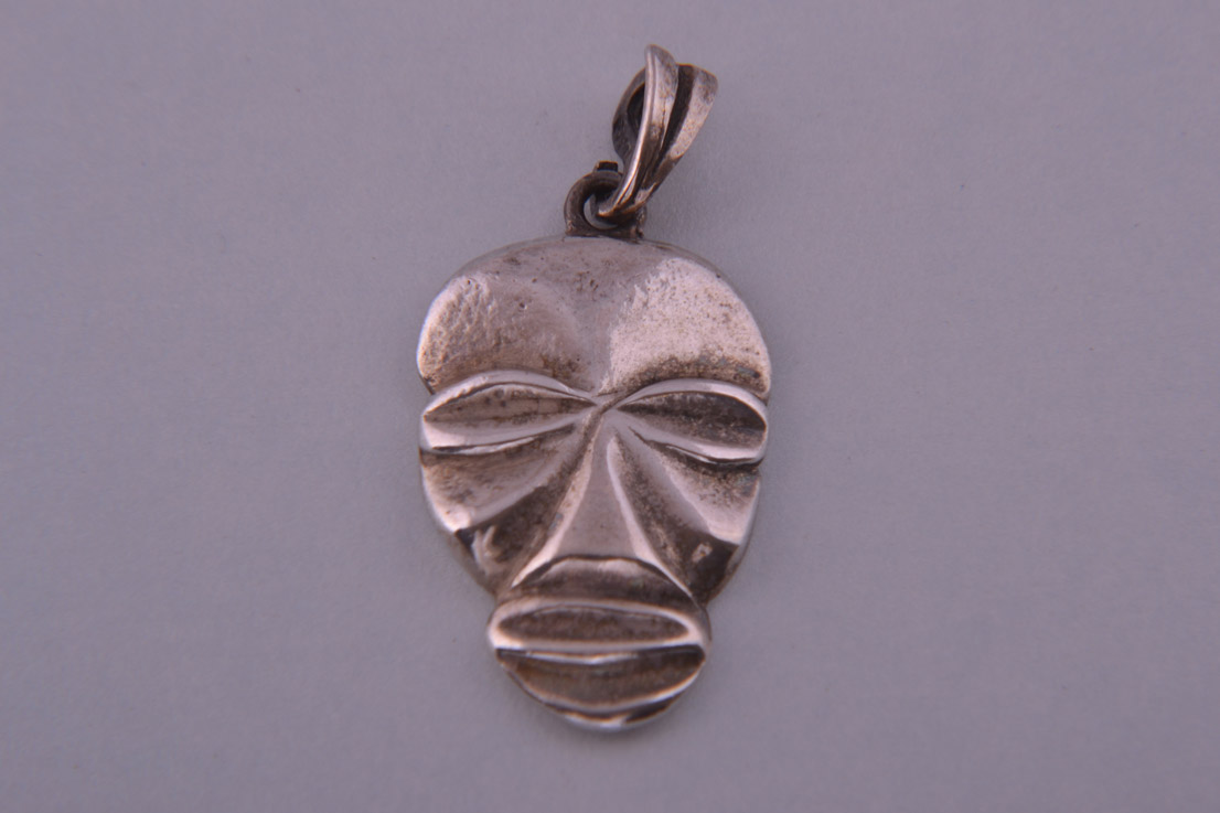 Silver Modern African Mask Charm