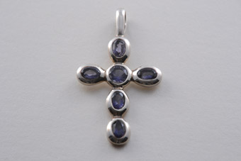 Silver Modern Cross With Iolite