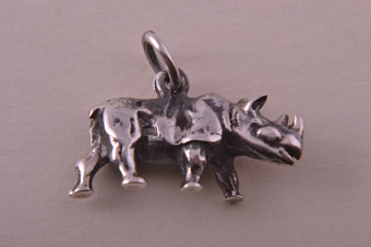 Silver Modern Rhino Charm