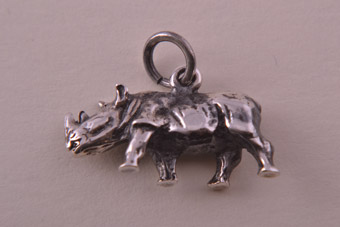 Silver Modern Rhino Charm