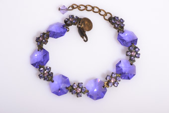 Modern Bracelet With Lilac-Coloured Crystals