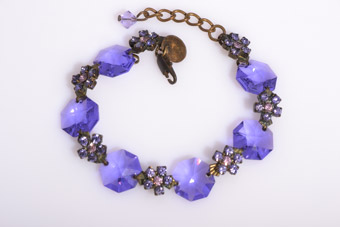 Modern Bracelet With Lilac-Coloured Crystals