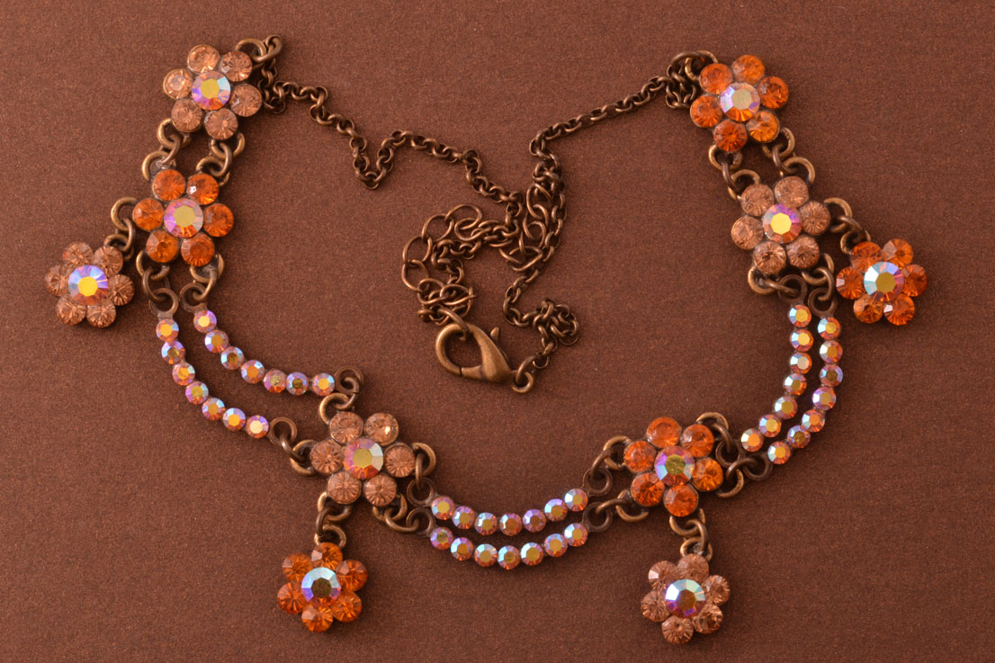 Modern Necklace With Amber-Coloured Paste