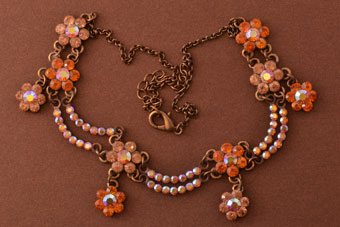 Modern Necklace With Amber-Coloured Paste