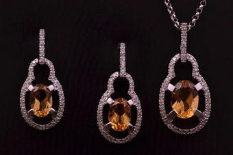 White Gold Modern Set With Citrine And Diamonds
