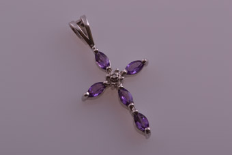 Gold Cross With Amethysts