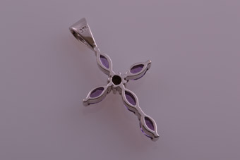 Gold Cross With Amethysts