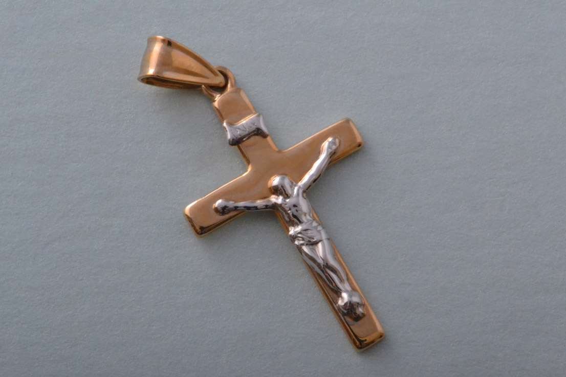 9ct Yellow And White Gold Modern Cross