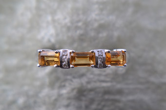 White Gold Modern Ring With Citrine And Diamonds