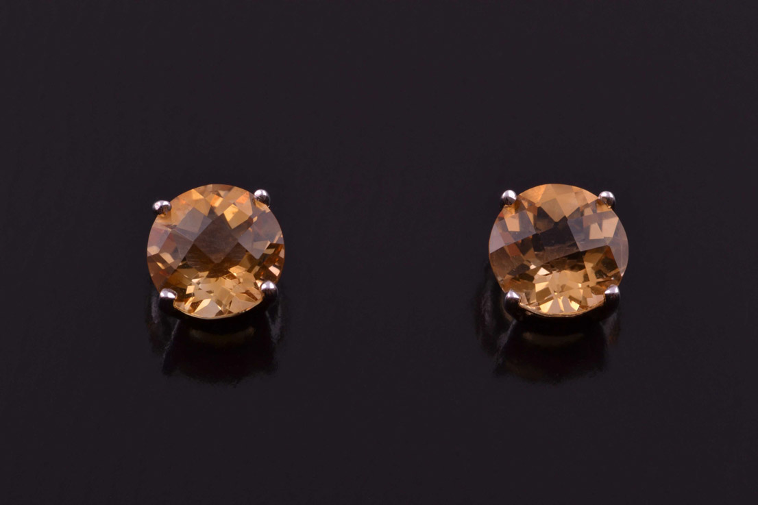White Gold Modern Stud Earrings With Citrines