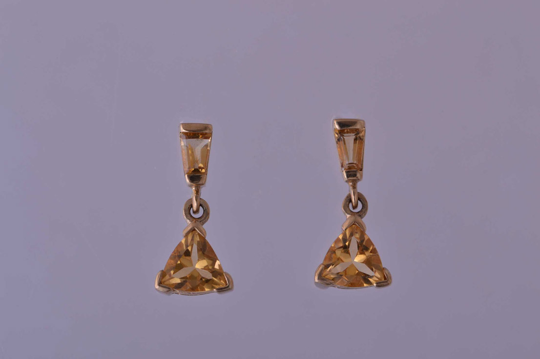 Yellow Gold Modern Stud Earrings With Citrines