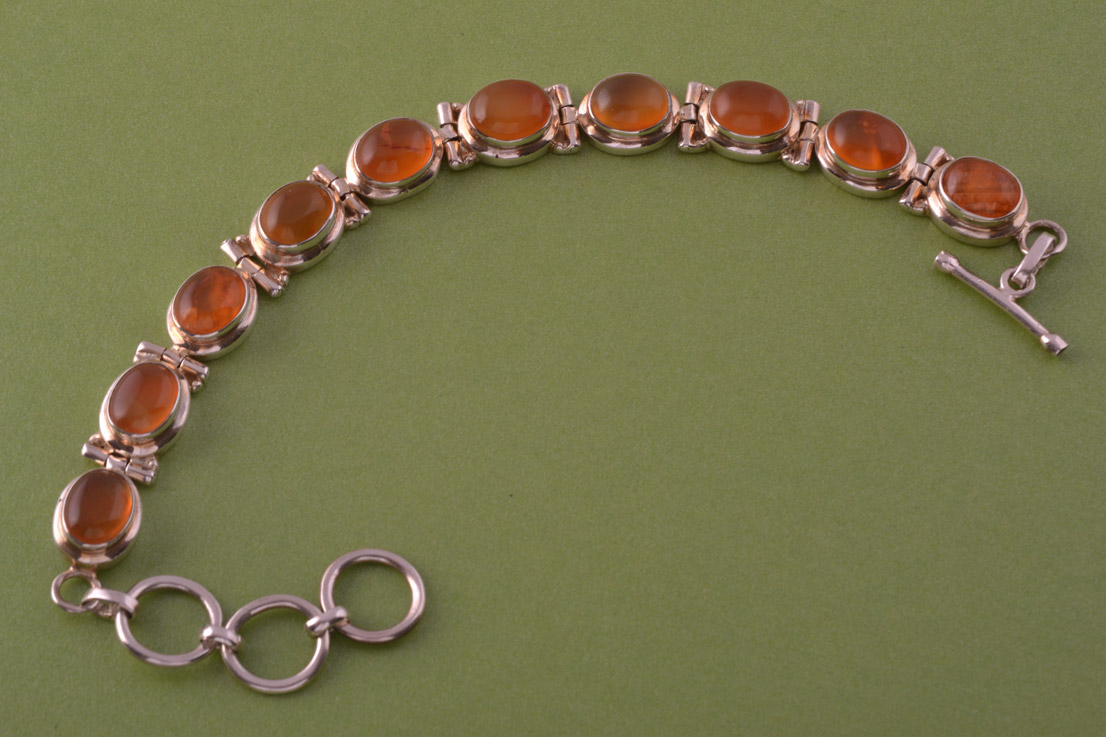 Modern Silver Bracelet With Carnelian