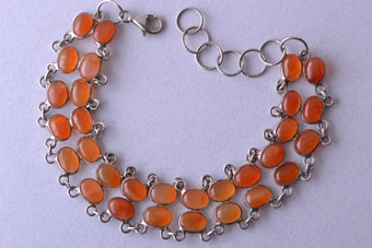 Silver Modern Bracelet With Carnelian