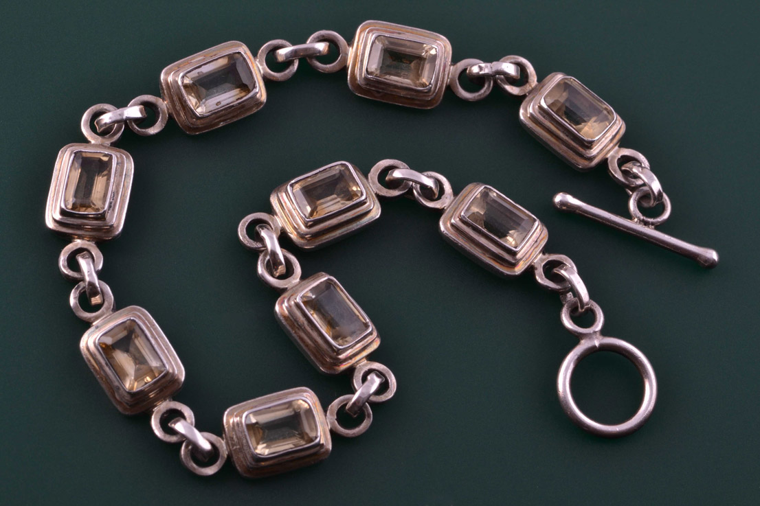 Silver Bracelet With Citrines
