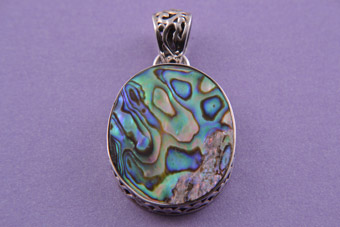 Silver And Abalone Modern Pendant
