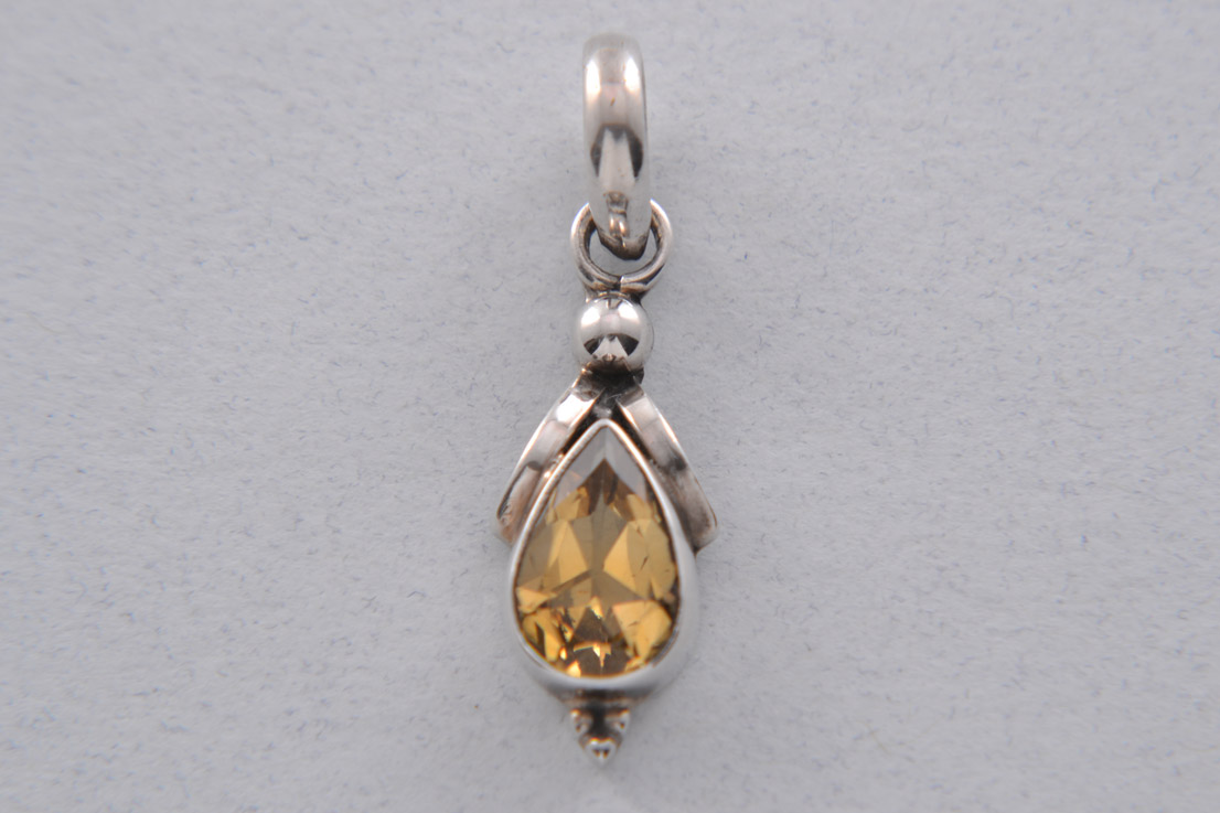 Silver Modern Pendant With Citrine