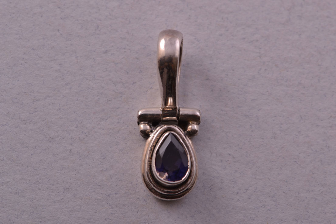 Silver Modern Pendant With Iolite