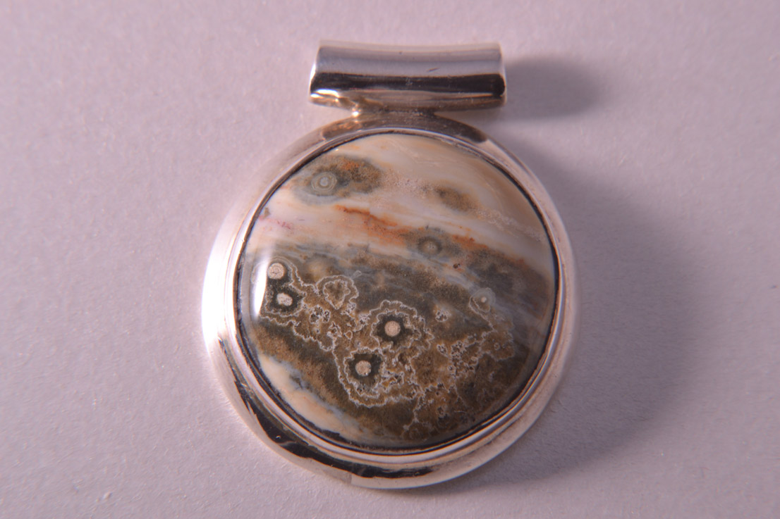 Silver Modern Pendant With A Genuine Stone
