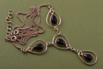 Silver Modern Necklace With Onyx