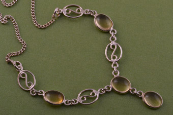 Silver Modern Necklace With Citrines