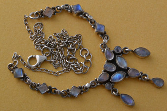 Silver Modern Necklace With Moonstones