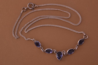 Silver Modern Necklace With Iolite