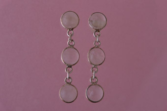 Silver Modern Stud Earrings With Rose Quartz