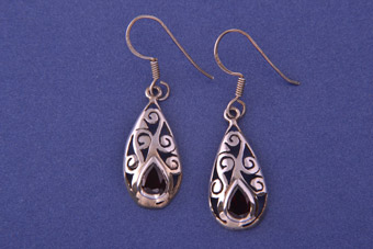 Silver Modern Hook Earrings With Garnets