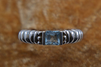 Silver Modern Ring With Blue Topaz